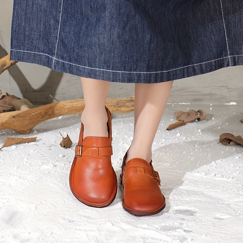 Женские кожаные туфли винтажные ручной работы с глубоким вырезом, плоские, удобные, для всех сезонов