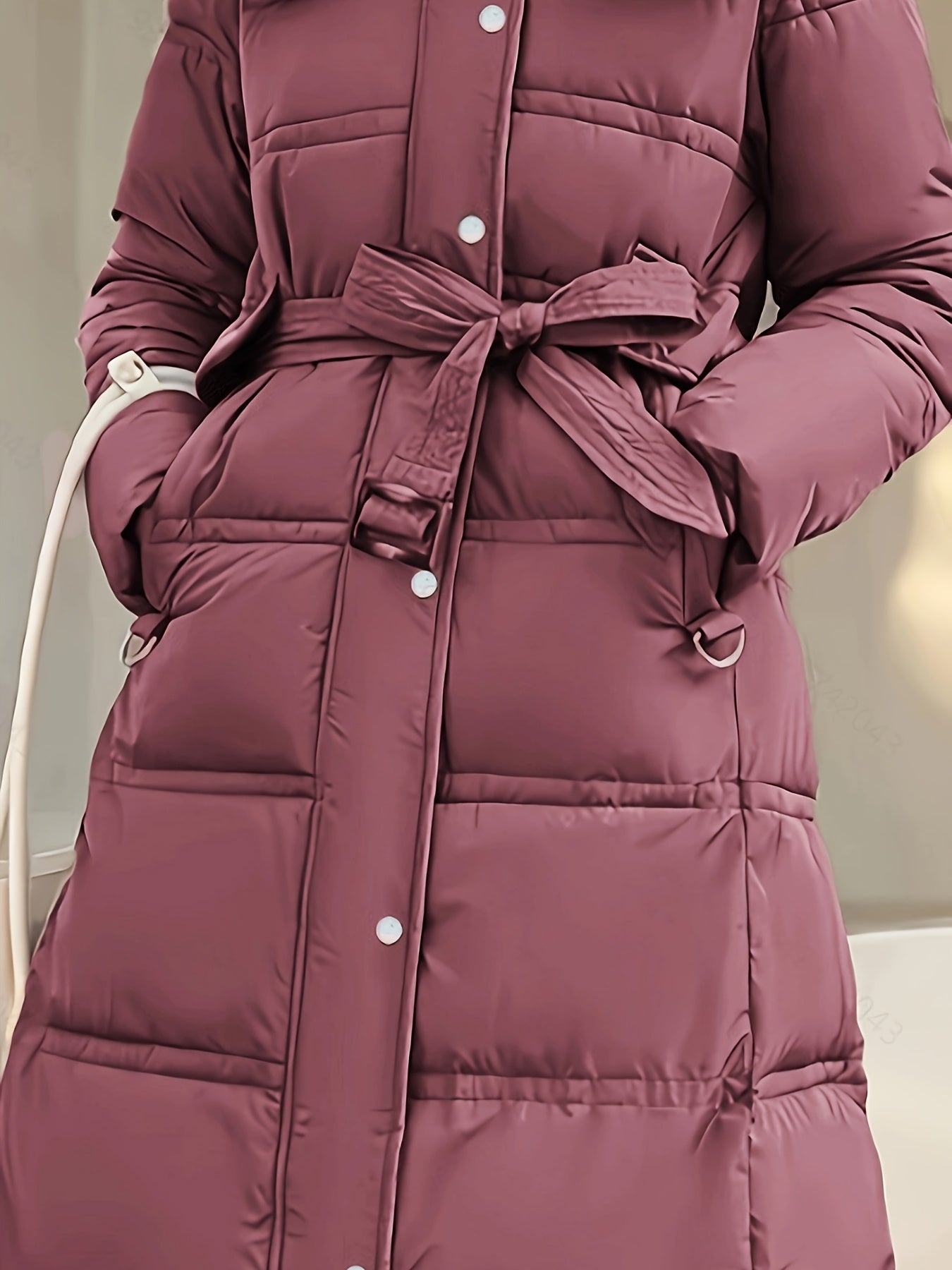 Women's Long Hooded Parka with Removable Fur Trim Waterproof Windproof Insulated in Purple