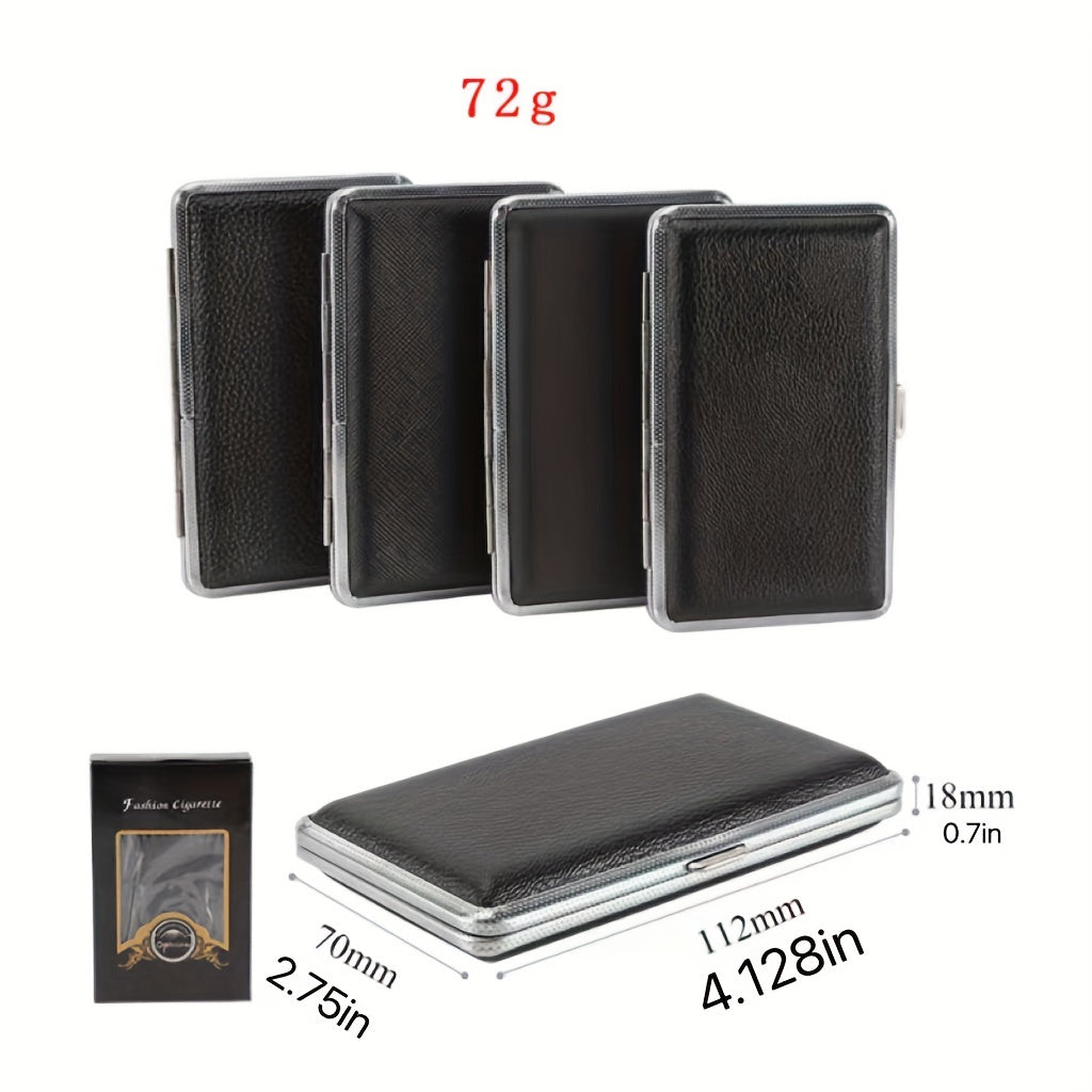 Erkaklar va ayollar uchun qora faux charm cigaretkasi qutisi 100mm sig'adigan cigaretlarni ushlab turadi