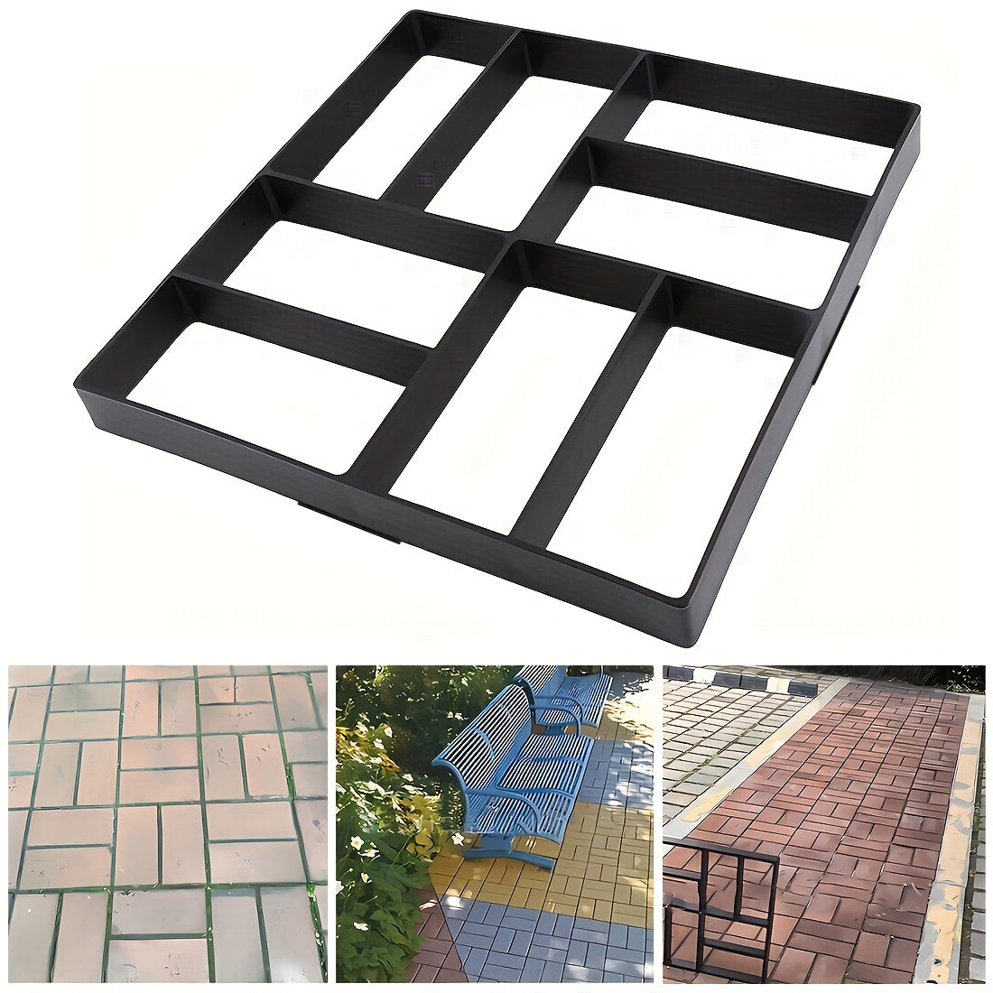 DIY Garden Path Maker Kit Concrete Mold for Stone Brick Roads Multi-Color 41.91cm x 41.91cm