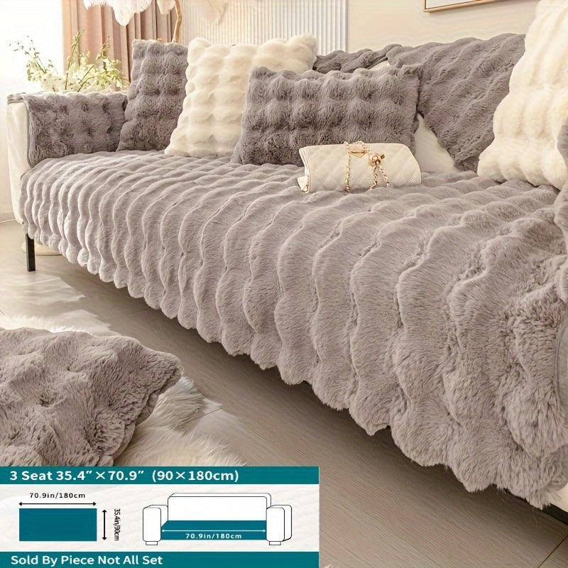 Winter Plush Sofa Cover Anti-Slip Dustproof Slipcover for Couch Living Room Bedroom