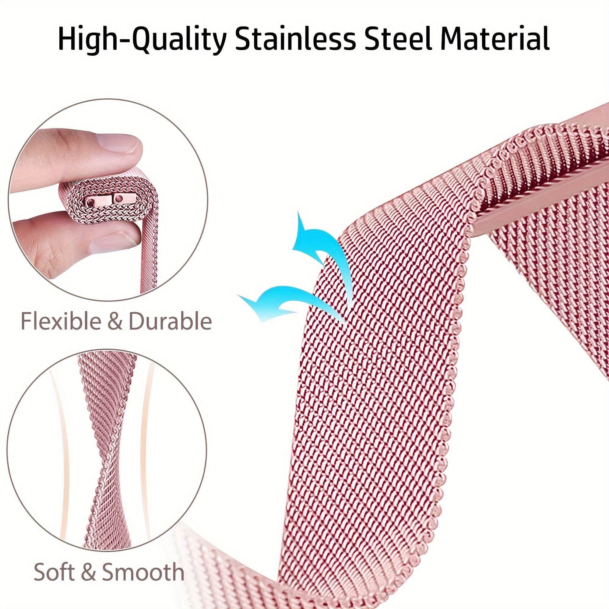 20mm Stainless Steel Mesh Watch Band Magnetic Mesh Strap for Samsung Galaxy Watch and Amazfit Bip U Pro GTS