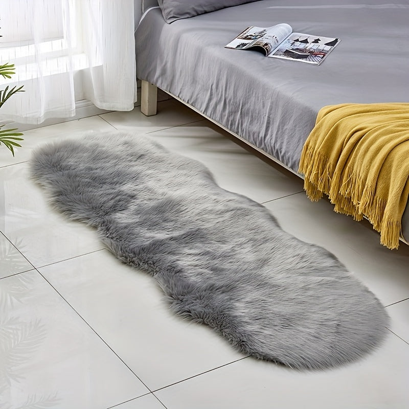 Alfombra de felpa similar a la lana de gamuza para área, 1 pieza, decoración de dormitorio interior, lavable a máquina