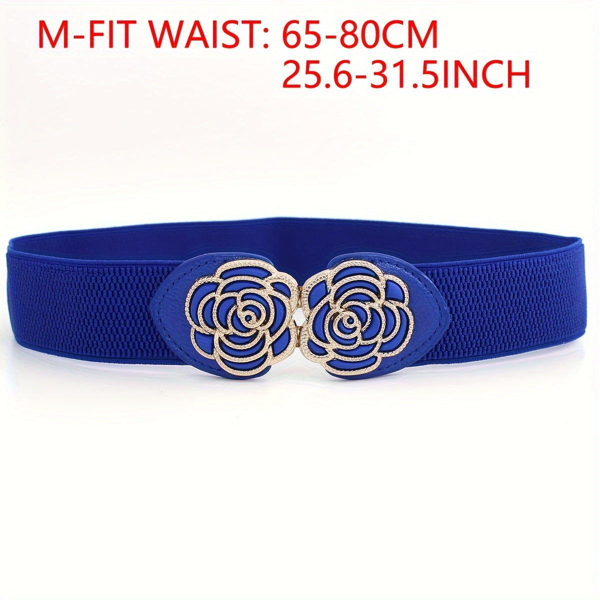 Women's Metal Leaf Buckle Wide Vintage Stretch Waist Belt for Dresses