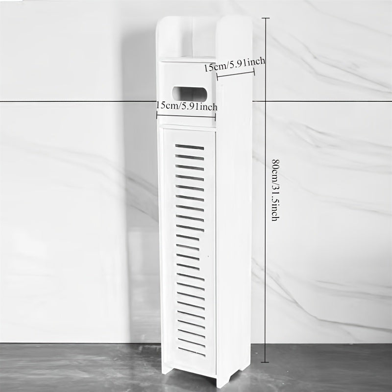 3-ярусный шкаф для ванной с ящиками и держателем для туалетной бумаги. Высота 59,0 см, отдельно стоящий, не требует электричества.