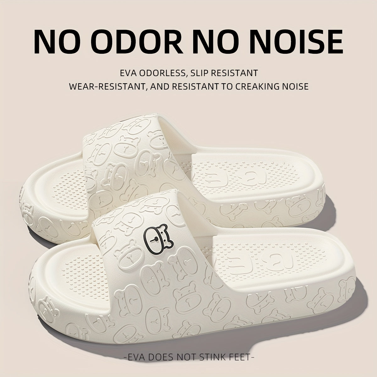 Женские и мужские удобные мягкие тапочки с открытым носком и медвежьим дизайном, для ванной комнаты, EVA, нескользящие