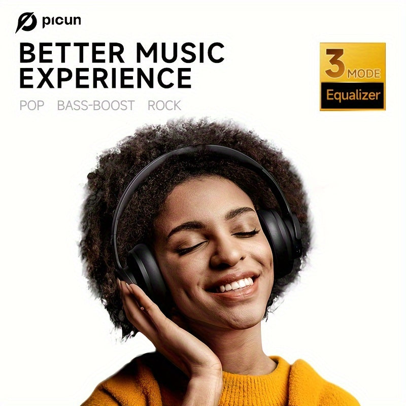 Беспроводные накладные наушники Picun B8 с 120 часами воспроизведения, беспроводной связью 5.0, 3EQ и игровым режимом, функцией громкой связи, складным дизайном и зарядкой Type-C. Подходят для путешествий, дома, офиса, ПК.