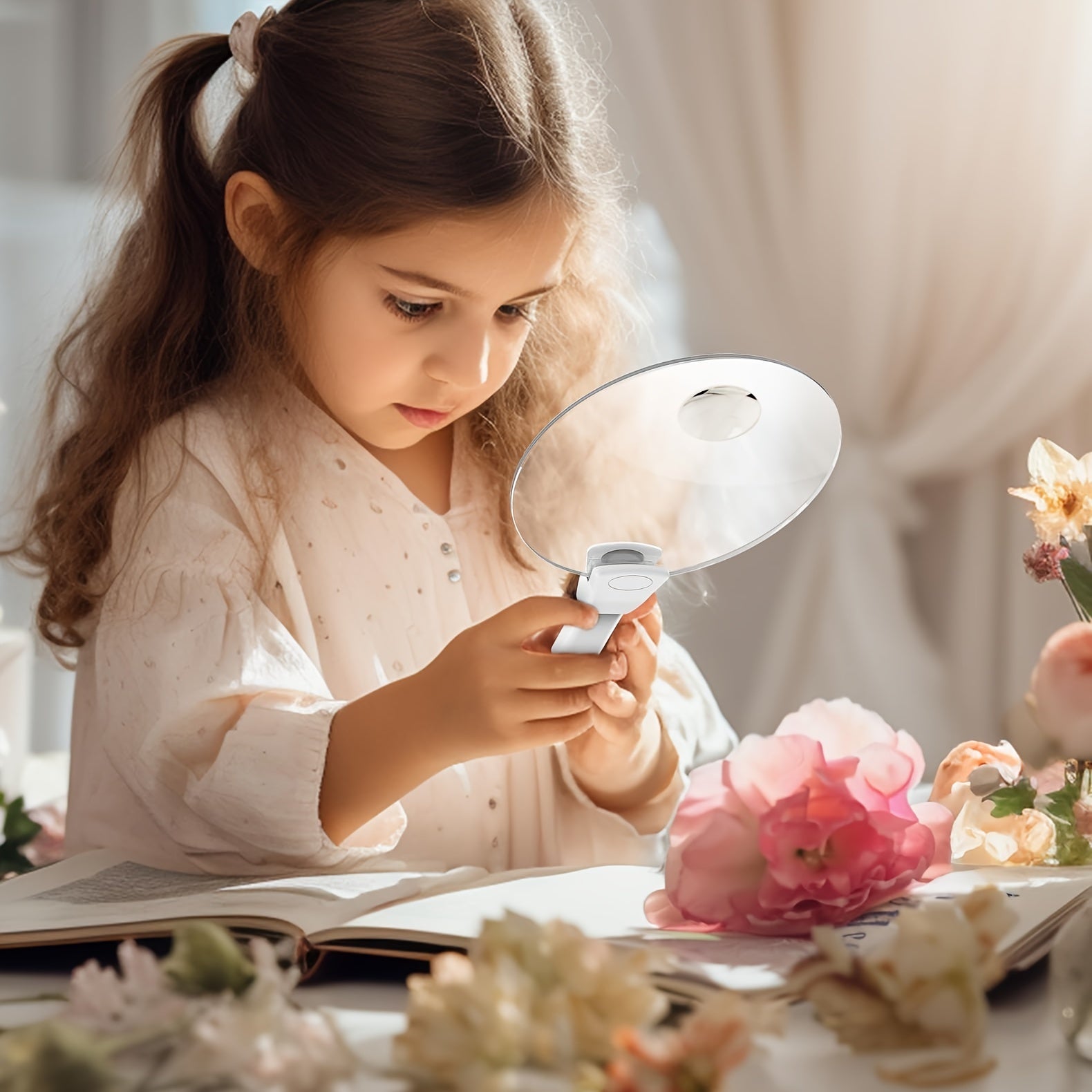 3-in-1 HD Magnifying Glass 13cm Diameter Handheld Neck-Mounted Desktop for Reading Sewing Inspection