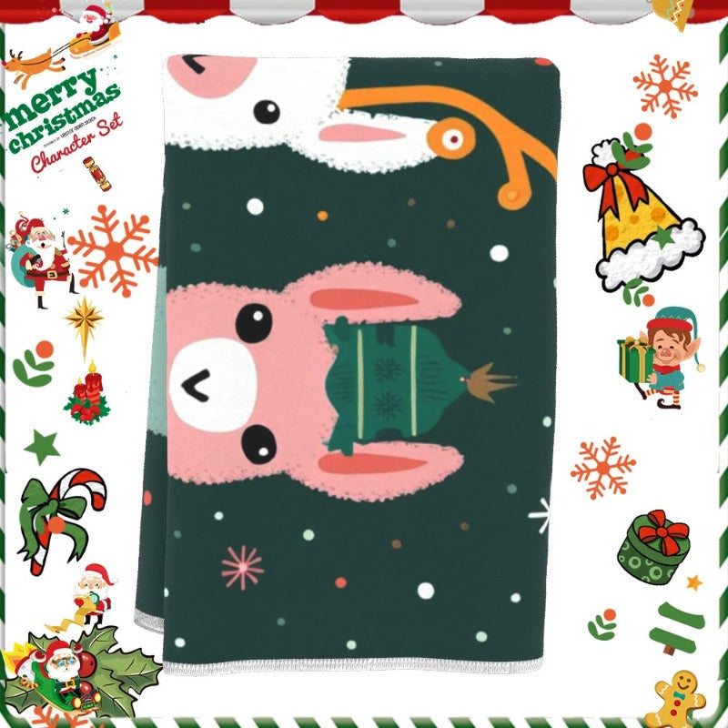 Christmas Kitchen Towel Snowman Reindeer 45x66cm Soft Polyester Woven Dish Cloth