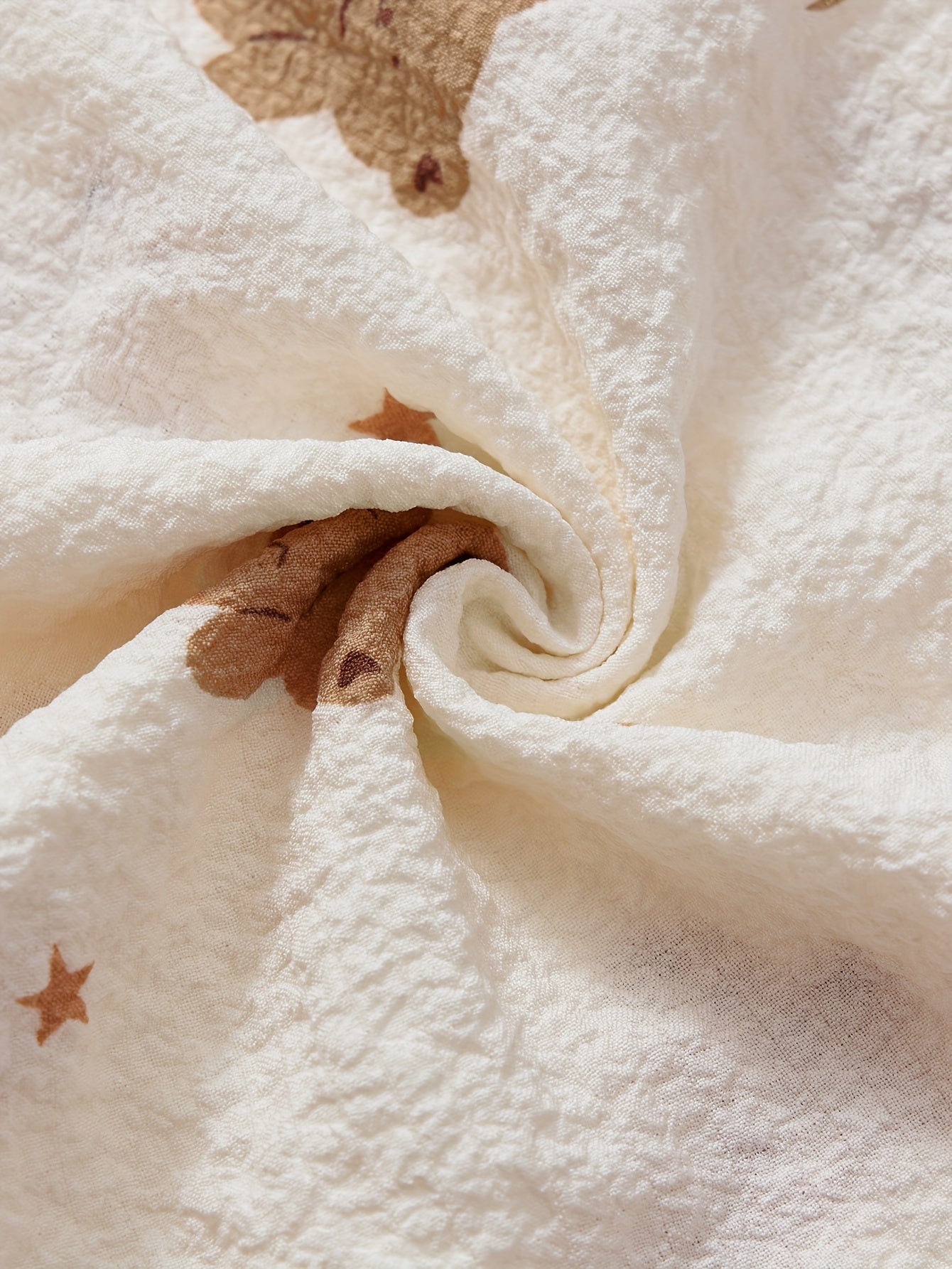 Adult Brown Bear Print Gauze Pajama Set Long Sleeve Top and Pants