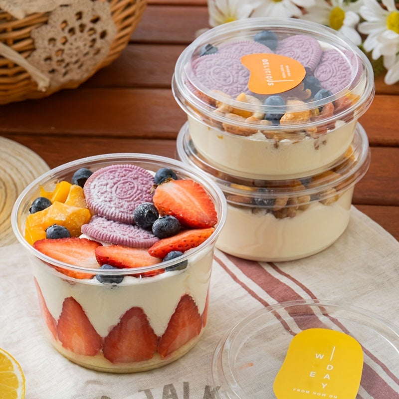 25 Sets Clear Plastic Dessert Cups with Lids Reusable Food Containers