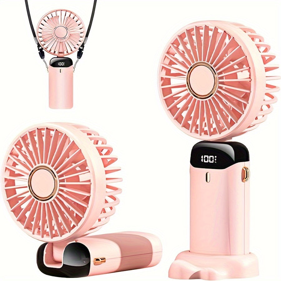 Portable Handheld Fan with LED Display Rechargeable Quiet USB Mini Fan for Indoor Outdoor Use