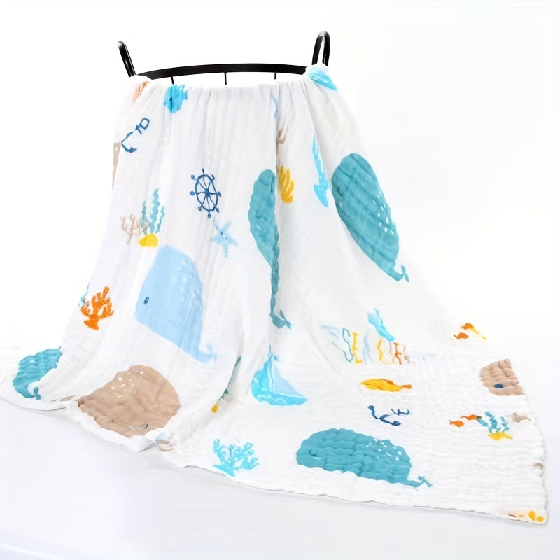 Soft and Cozy 6-Layer Gauze Swaddle Blanket with Cartoon Design in Vibrant Colors