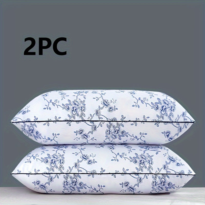 Two-Pack Sleep Pillows Blue and White Pattern Zipper Zippered Cover Soft All-Season