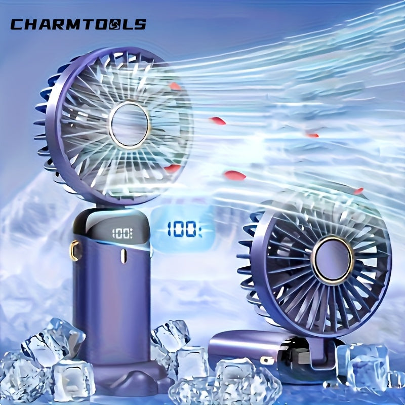 Portable Desk Fan with Digital Display Aromatherapy USB Rechargeable Foldable Compact Office Home