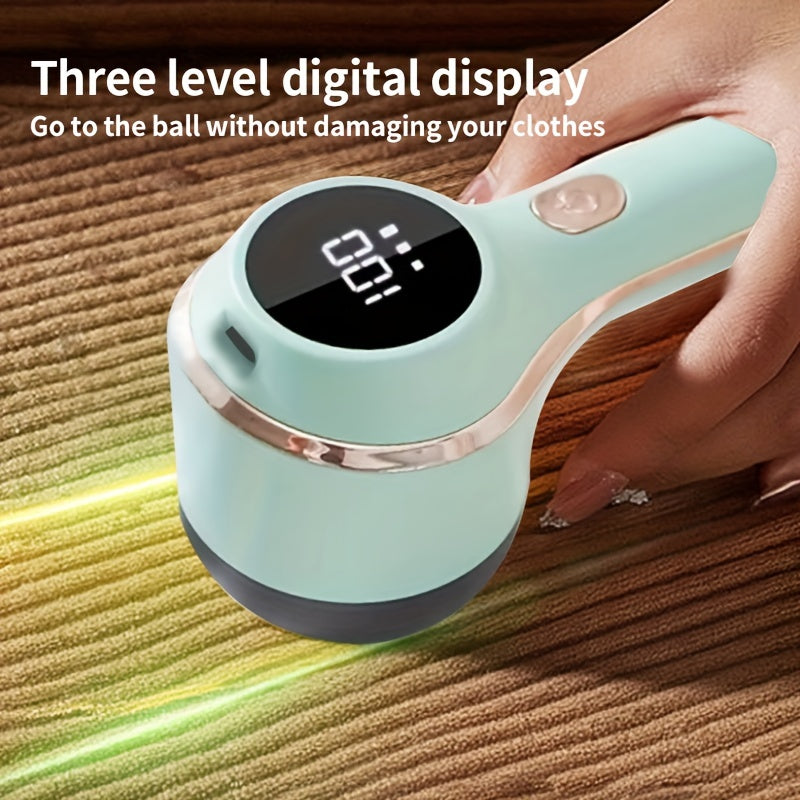 Electric Fabric Shaver Light Blue USB Rechargeable Lint Remover for Clothes and Furniture