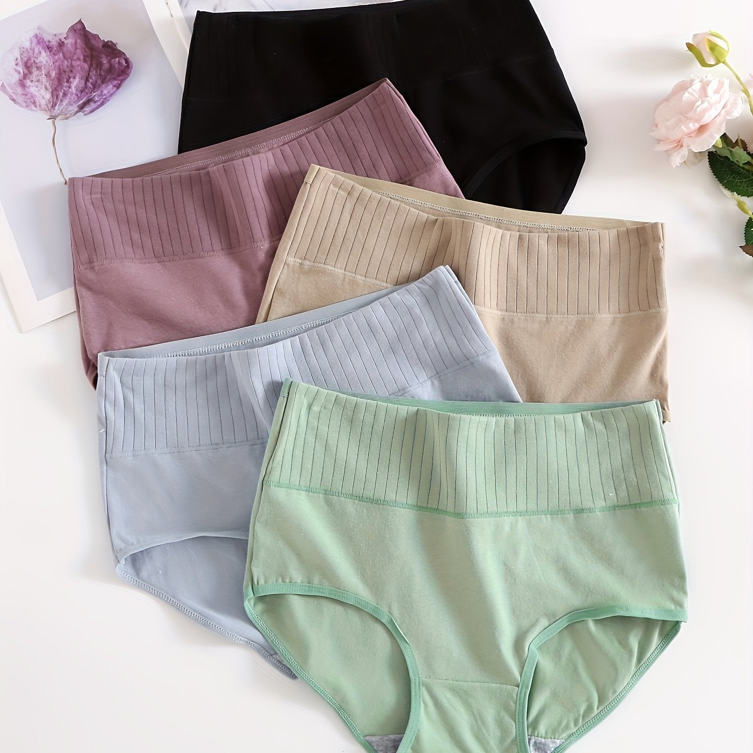 Women's Cotton Mid-Rise Solid Briefs Pack of 5 Comfortable Seamless Underwear