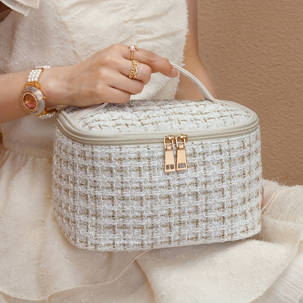 Waterproof Large Cosmetic Bag with Zipper Closure for Travel and Home Use