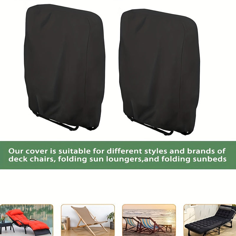 Outdoor Polyester Folding Chair Cover UV-Resistant All-Season Black with Drawstring