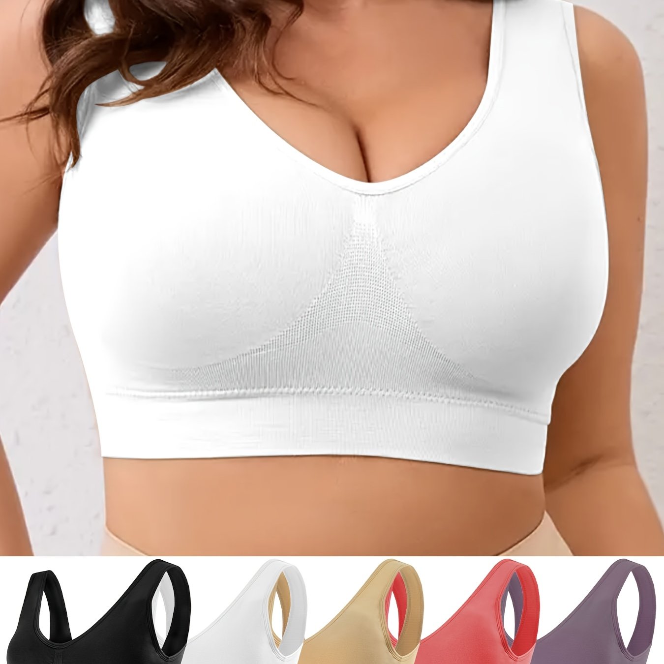 Plus-Size High-Impact Wireless Sports Bras Seamless Cross-Back Removable Pads