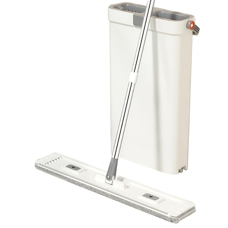 "Tekis Mop va Chelak To'plami 4 Ta Yuviladigan Mikrofiber Padlar bilan - Uy va Ofis uchun Ekologik Toza Tozalash Yechimi - Ikkita Nam/Quruq Foydalanish, Energiya Tejash"