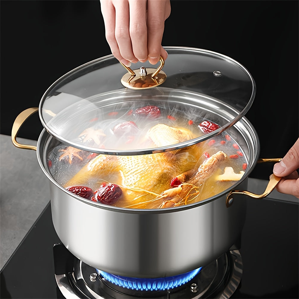 Set of Cooking Pots with Glass Lids and Wire Handles