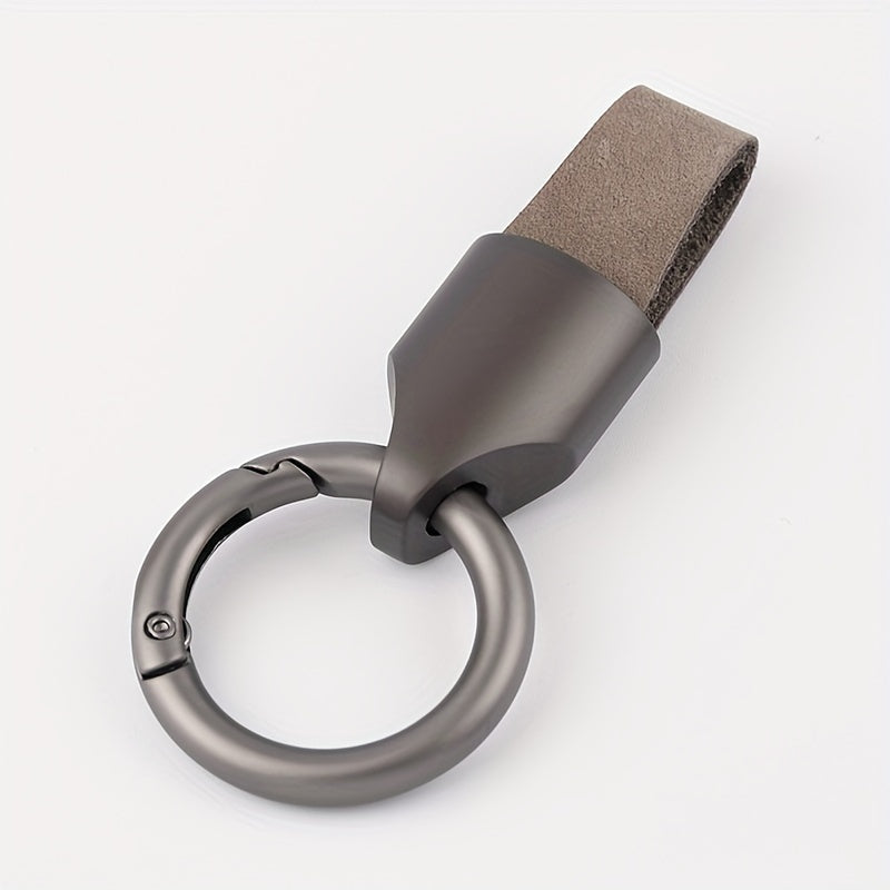 Genuine Leather Key Holder Zinc Alloy Car Keychain Short Anti-Lost Key Ring