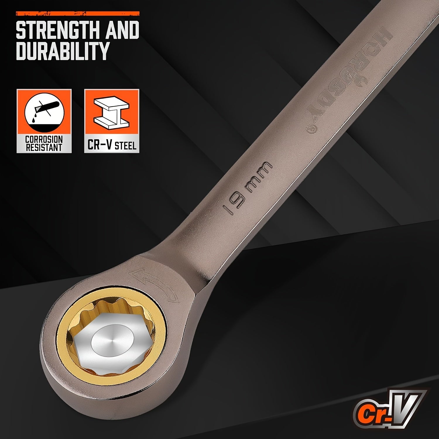 12-Piece Metric Ratchet Wrench Set Chrome Vanadium Steel 8-19mm Organizer