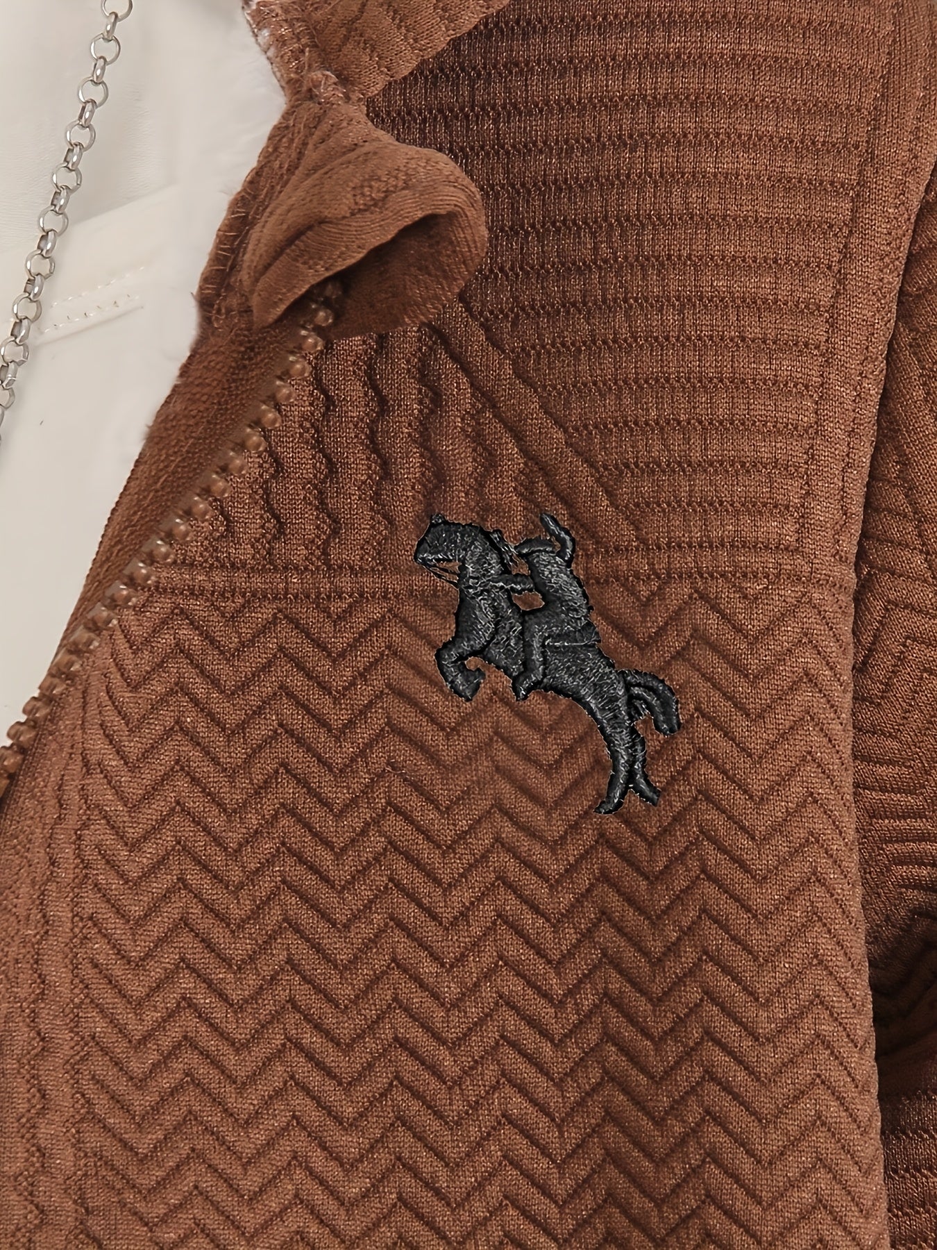 Boys' Casual Outfit Set with Hooded Jacket and Geometric Knit Pants for Fall Winter