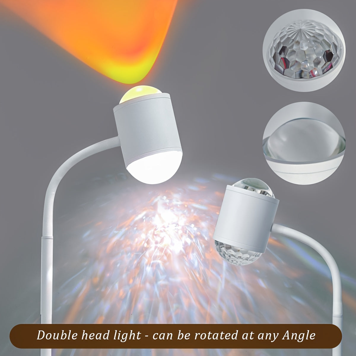 LED Night Light with Water Ripple and Dual Head Projection for Photography and Decoration