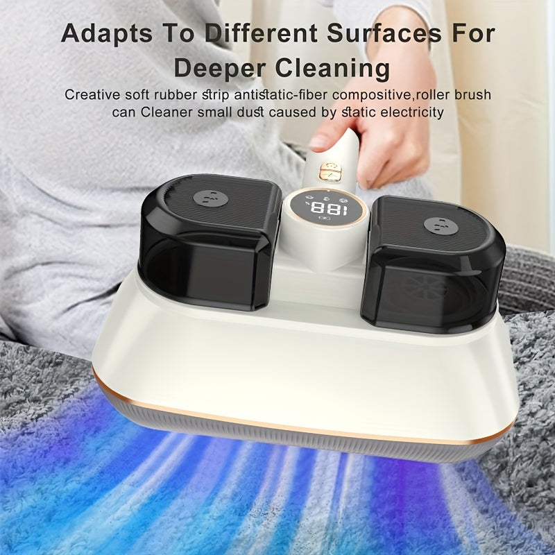 JKuoo yangilangan ikki motorli qo'l vakuumi, 3-in-1 chang qurtlarini olib tashlovchi, 100W/8000Pa kuchli so'rish, LED raqamli ko'rsatkich va turli yuzalar uchun 6000mAh batareya.