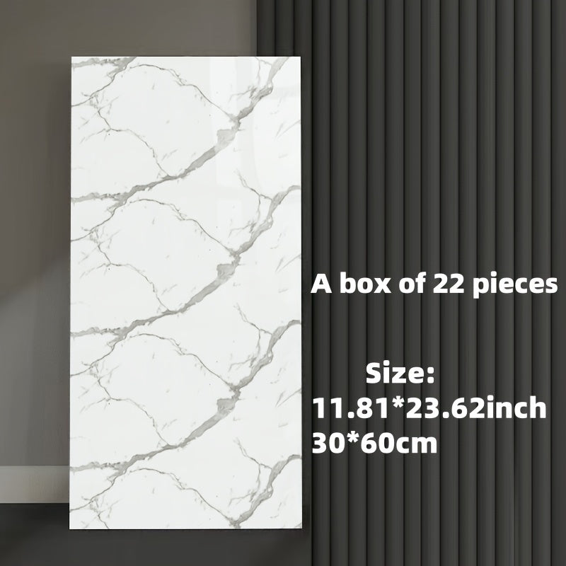 3D Marble Look Self-Adhesive PVC Wall Tiles Glossy Finish Bohemian Style for Home Decor