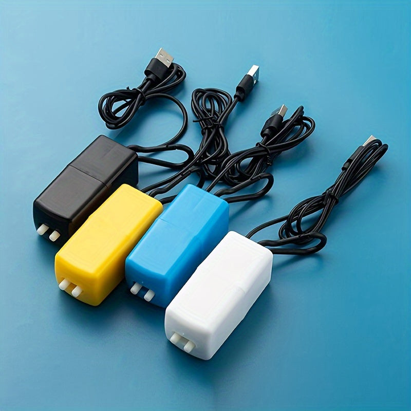 Compact USB Aquarium Air Pump with Adjustable Flow Valve and 2 Air Stones for Fish Tanks and Outdoor Use