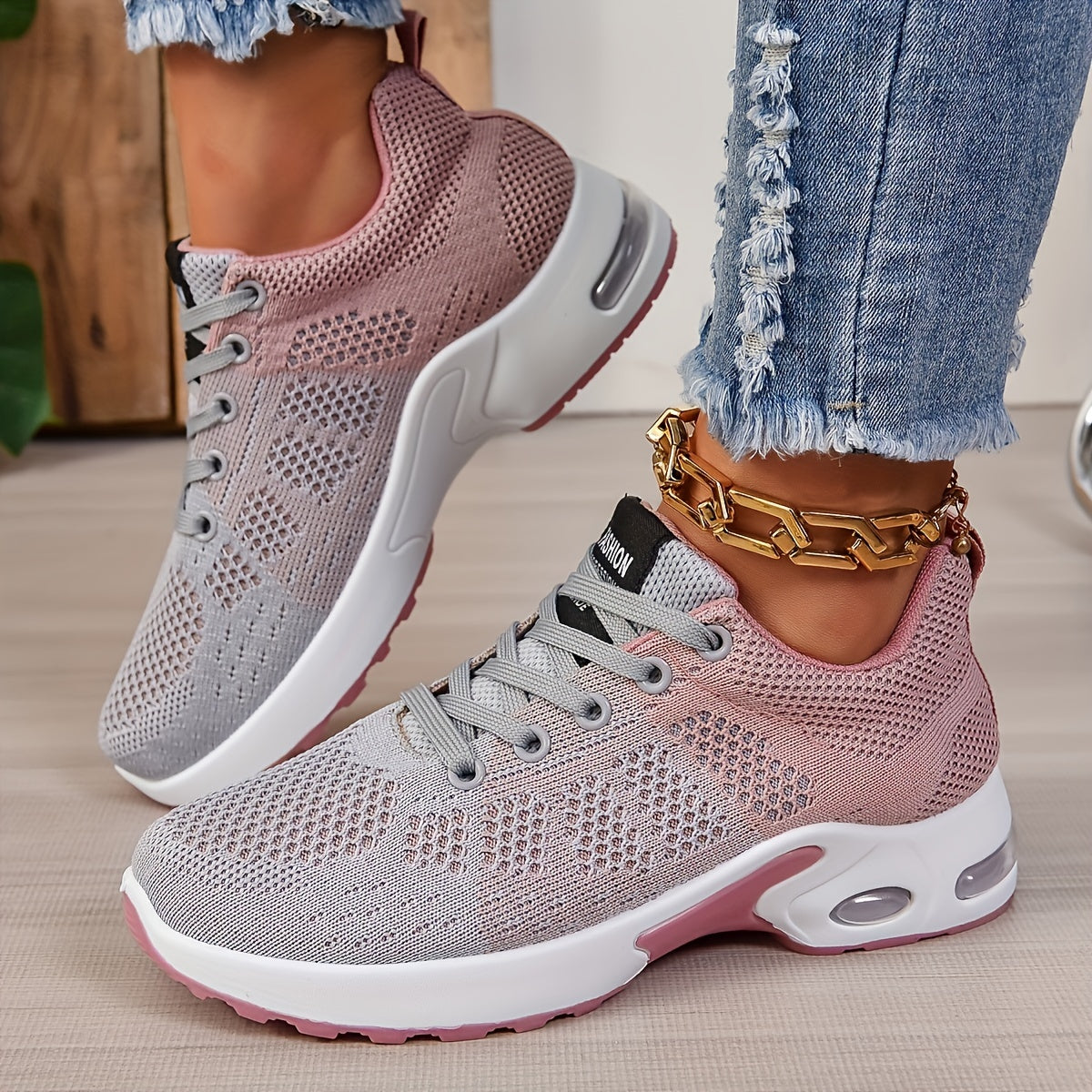 Ayollar uchun nafas oladigan, toʻqilgan pastki poyabzal, yugurish poyabzali, kundalik krossovkalar, kattaroq o'lcham