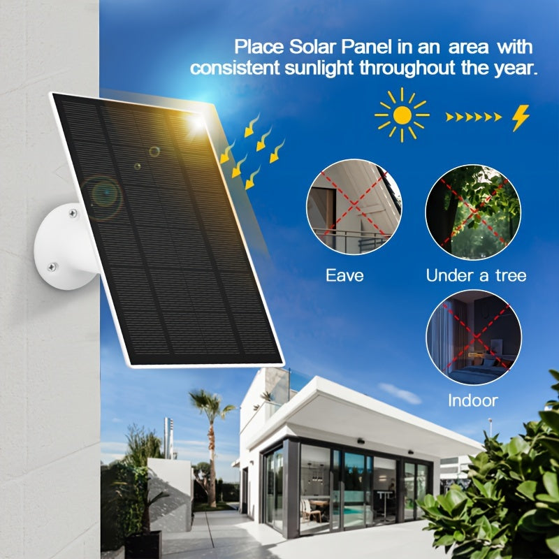 High-Efficiency Solar Panel Charger with USB and Micro USB Ports for Security Cameras and Wireless Doorbells