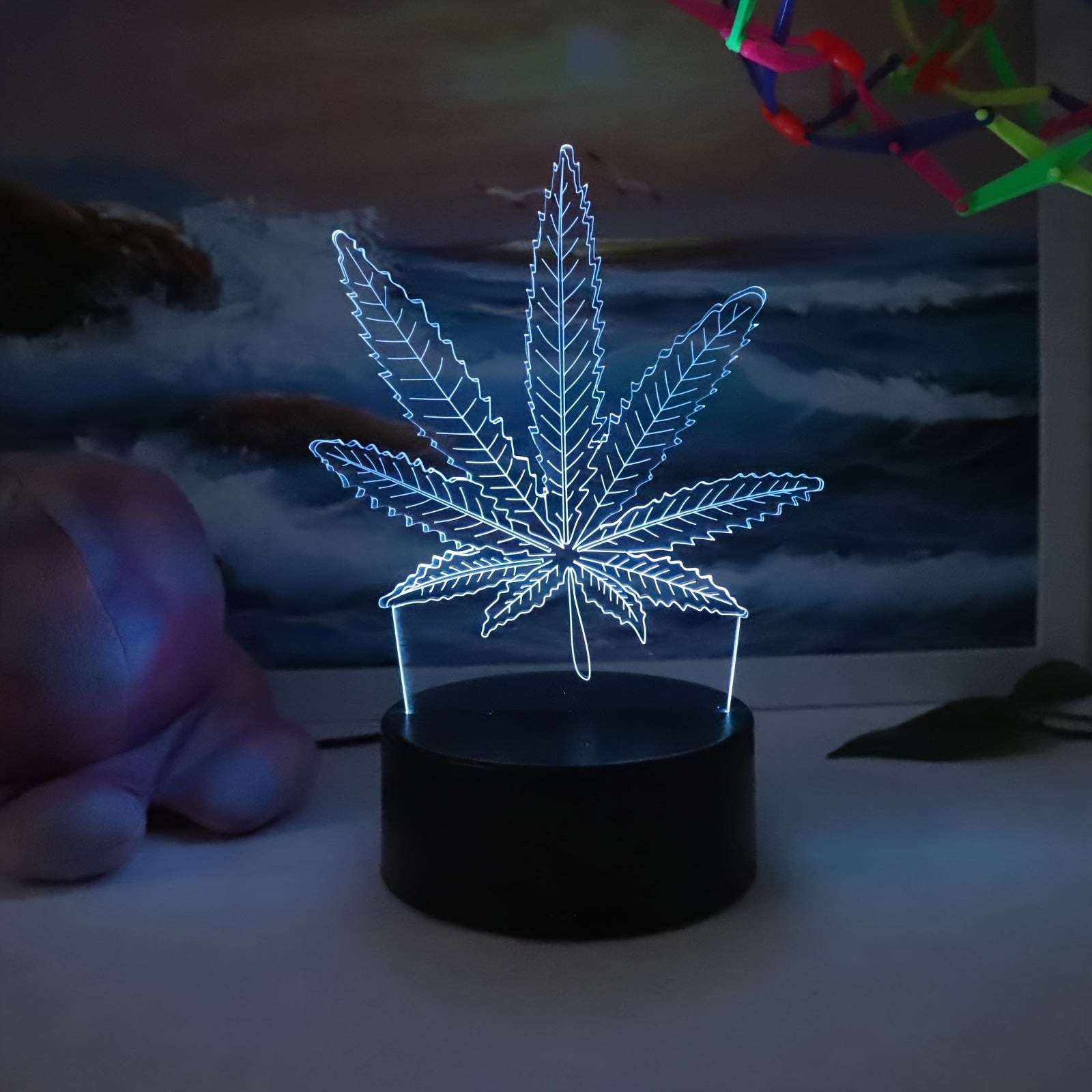 3D Maple Leaf Night Light with USB Power Touch Dimmable Glass Shade for Home Decor