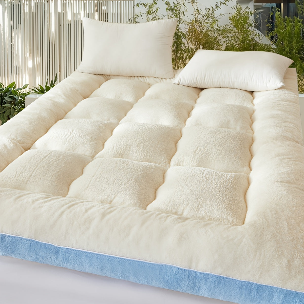 Winter Velvet Mattress Topper for Single and Double Beds All-Season Polyester Cushion