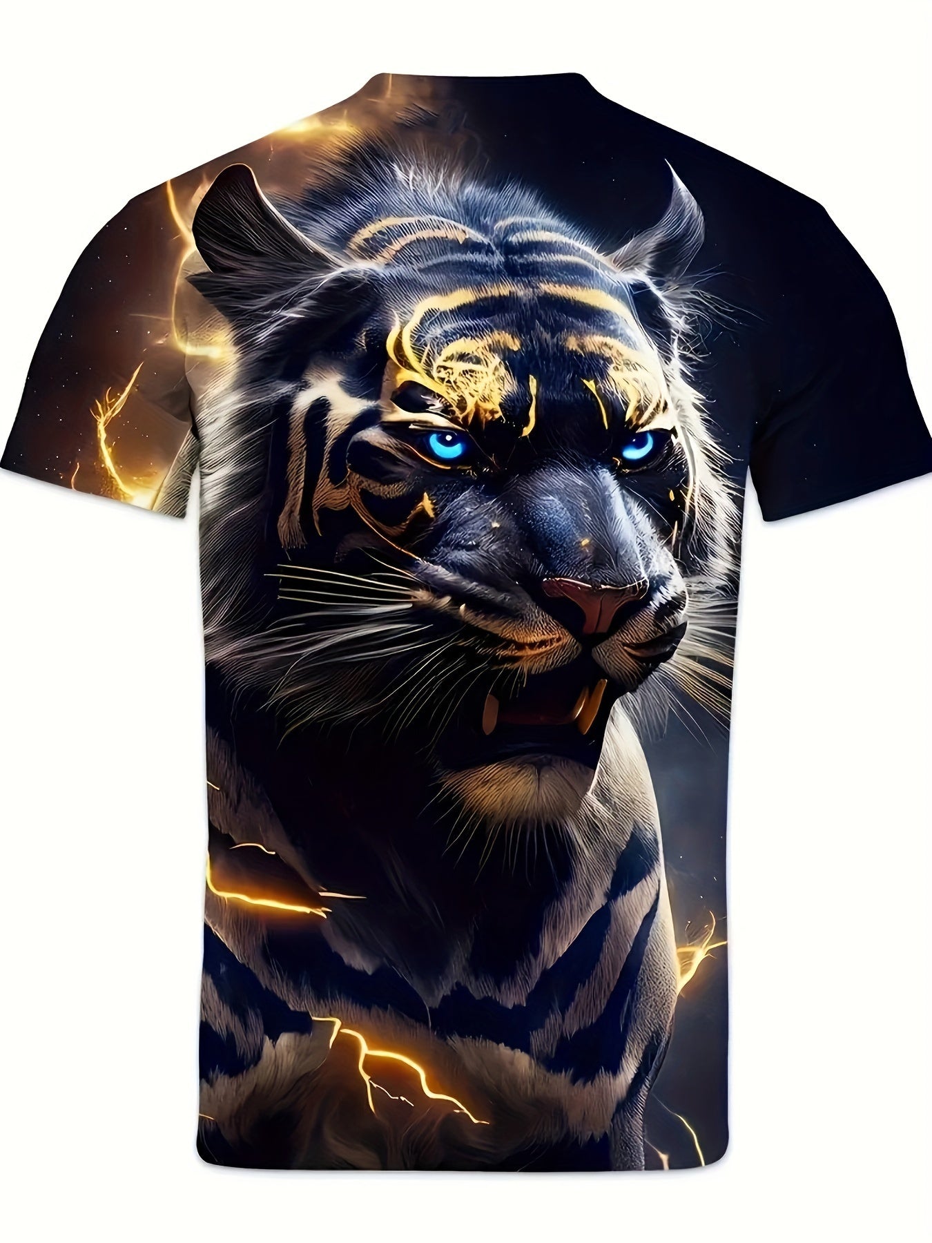 Yozgi ochiq havoda kiyish uchun erkaklar uchun yo'lbars grafik printli futbolka