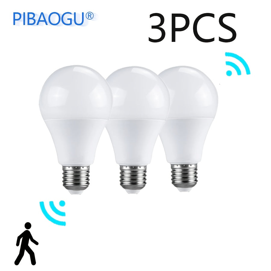 3-Pack 6W E27 LED Light Bulbs with Motion Sensor Indoor Home Lighting Warm White Cold White