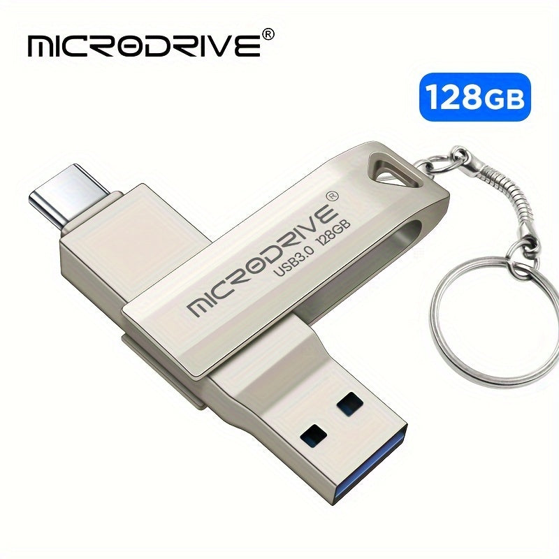 High Speed 2in1 OTG Type-C USB 3.0 Flash Drive 64GB 128GB Key Ring
