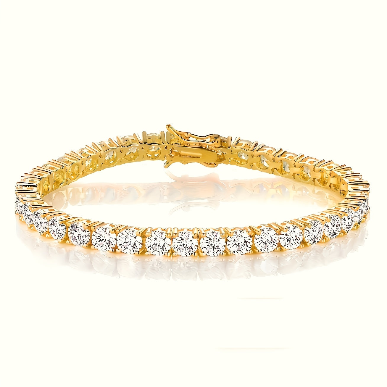 Vintage 18K oltin qoplamali 925 kumush tennis bilaguzuk, sun'iy kubik zirkoniya bilan, iyul tug'ilgan to'g'ri toshi. Har kuni kiyish uchun mos bo'lgan buyum va 14 fevral uchun ideal sovg'a.