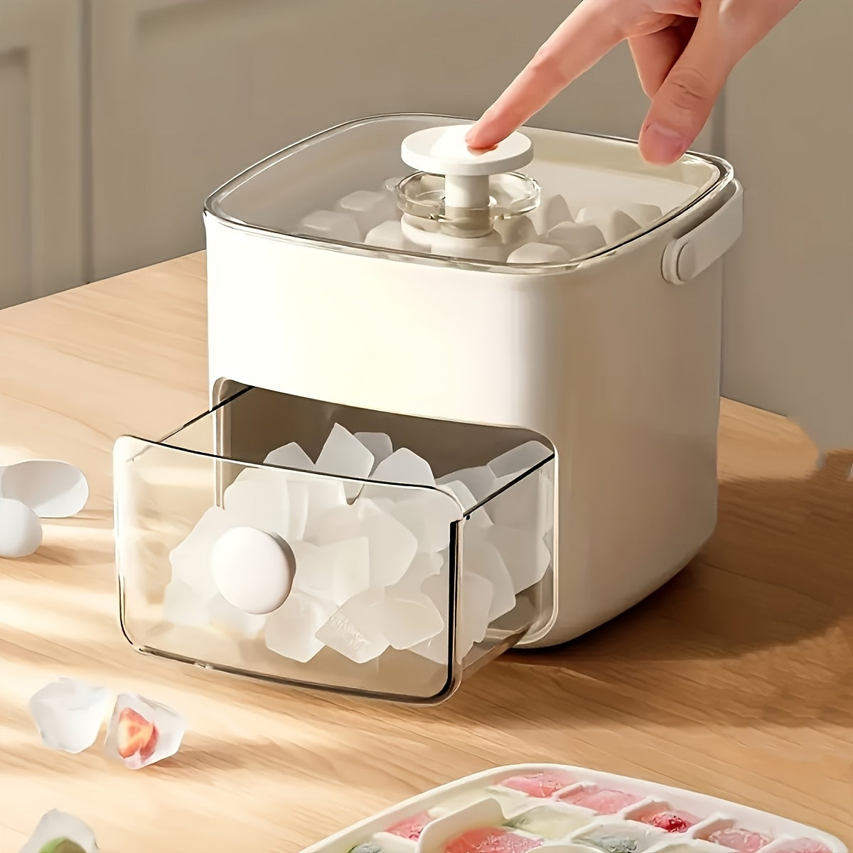 Square Ice Cube Maker Large Capacity Double Layer Kitchen Utility