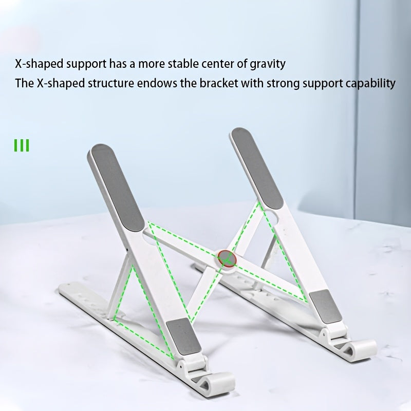 Soporte de enfriamiento para portátil, plegable, ajustable en altura, ligero, de plástico negro