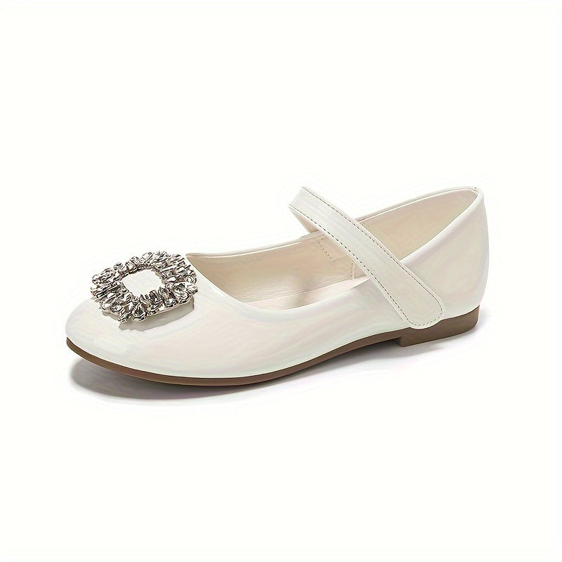 Girls Flat Shoes Spring Summer 2024 Rhinestone Round Toe Non Slip Fashionable Casual