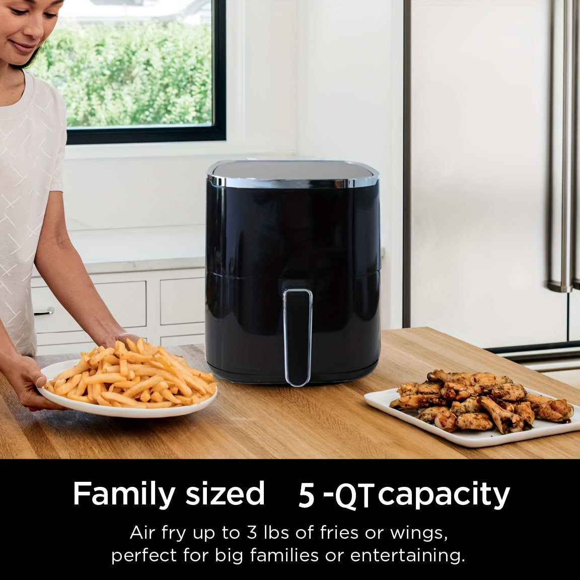 1450W 5L Air Fryer Digital Touch Screen Non-stick Basket Preservation Pan