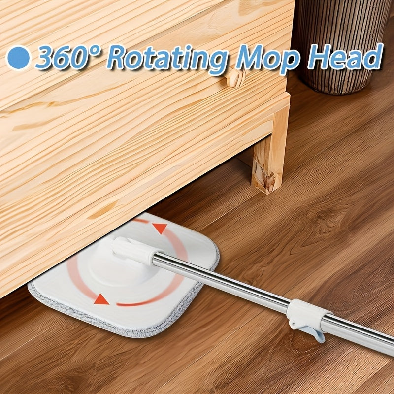 Hands-Free Rotating Mop and Bucket Set with Microfiber Pads for Wet and Dry Cleaning