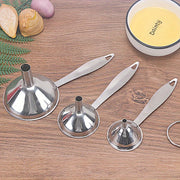 Set of 6 Stainless Steel Funnels with Long Handles and Brushes for Oil and Wine Transfer