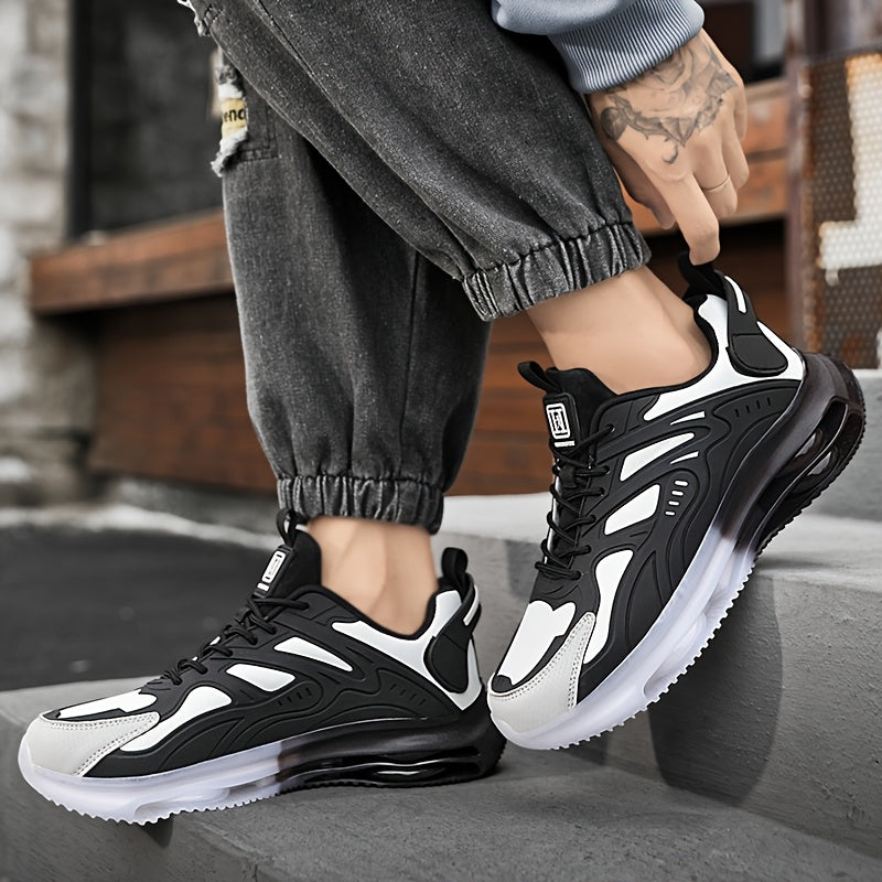 Men's Breathable Knit Athletic Sneakers with Air Cushion Non-Slip Sole for Outdoor and Casual Wear