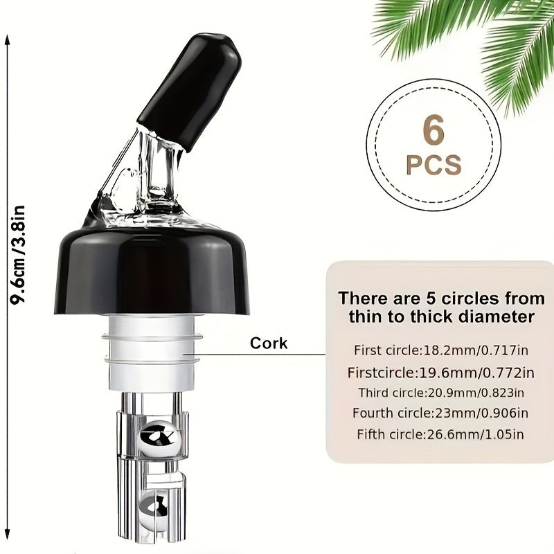 Set of 6 30ML Stainless Steel Liquor Pourers for Home Bar