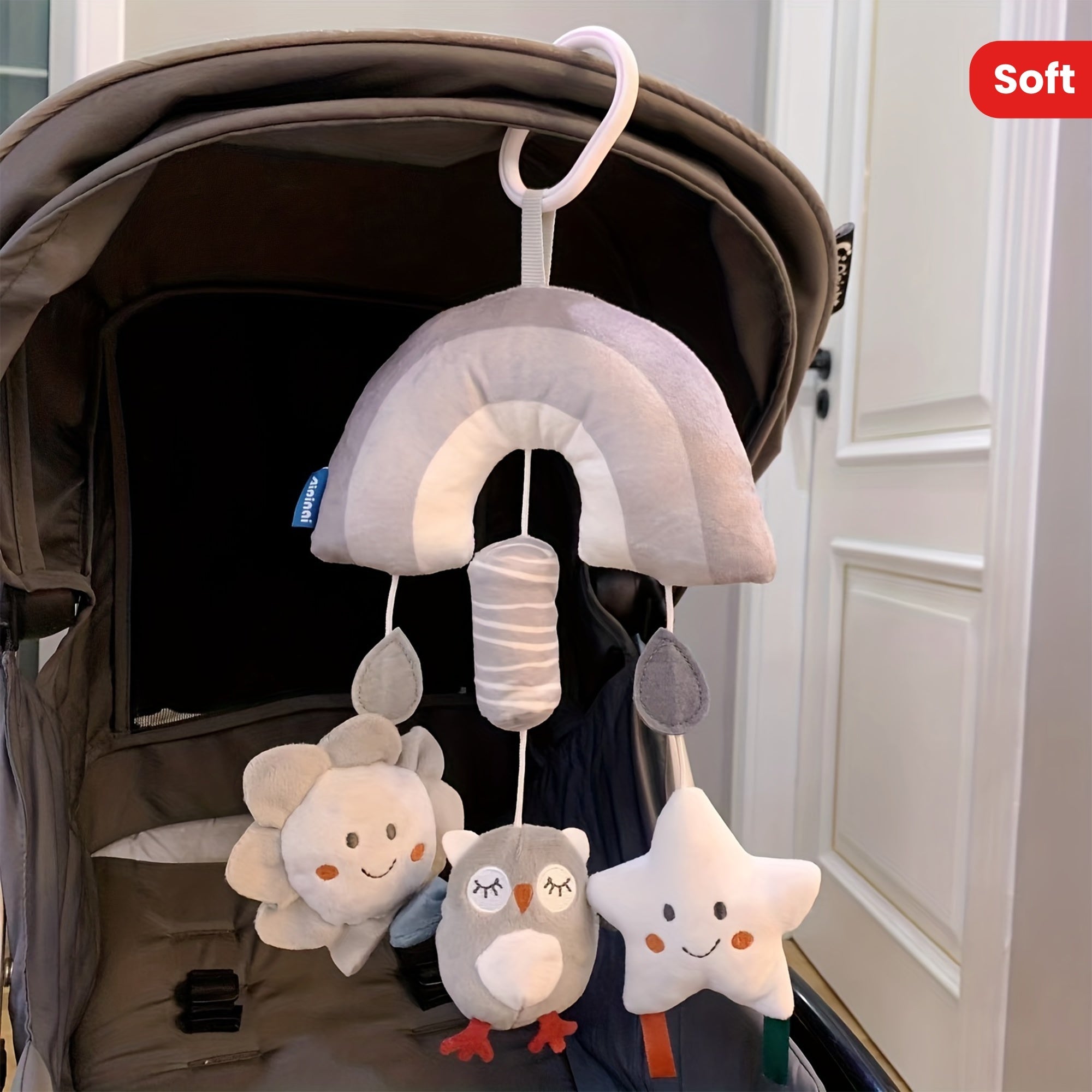 Soft Plush Baby Car Seat Toy Wind Chime for Stroller Crib Attachment